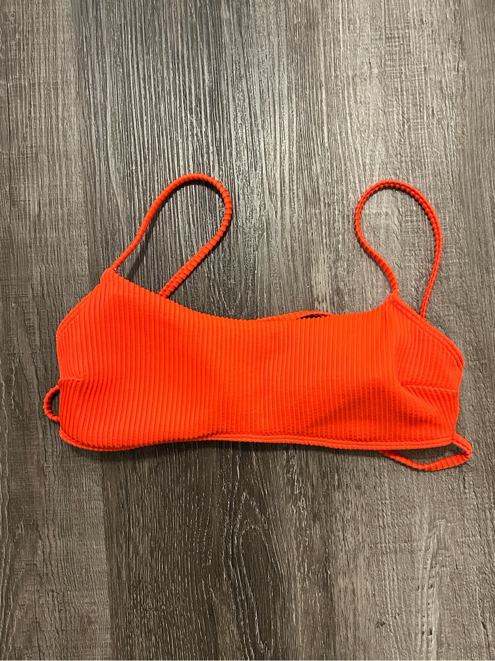 Bright Orange Ribbed Bikini Top